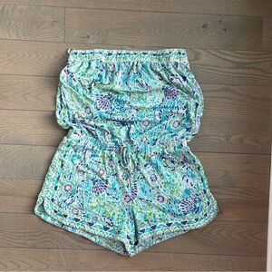 Lilly Pulitzer Floral Multicolor Elastic Waist  Romper